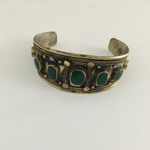 Green Coral Tribal Cuff Bracelet